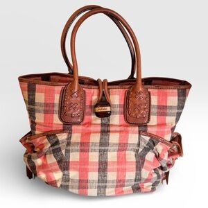 Vintage Juicy Couture Pink Plaid Large Tote Y2K Pam Style